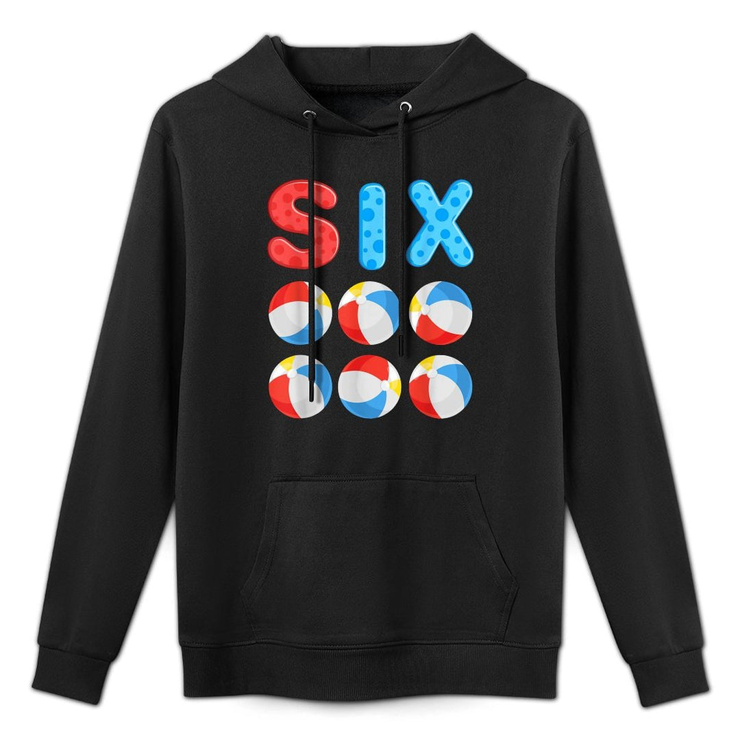 6th Birthday Six Year Old Beach Ball Theme Pool Party Colorfast Hoodie