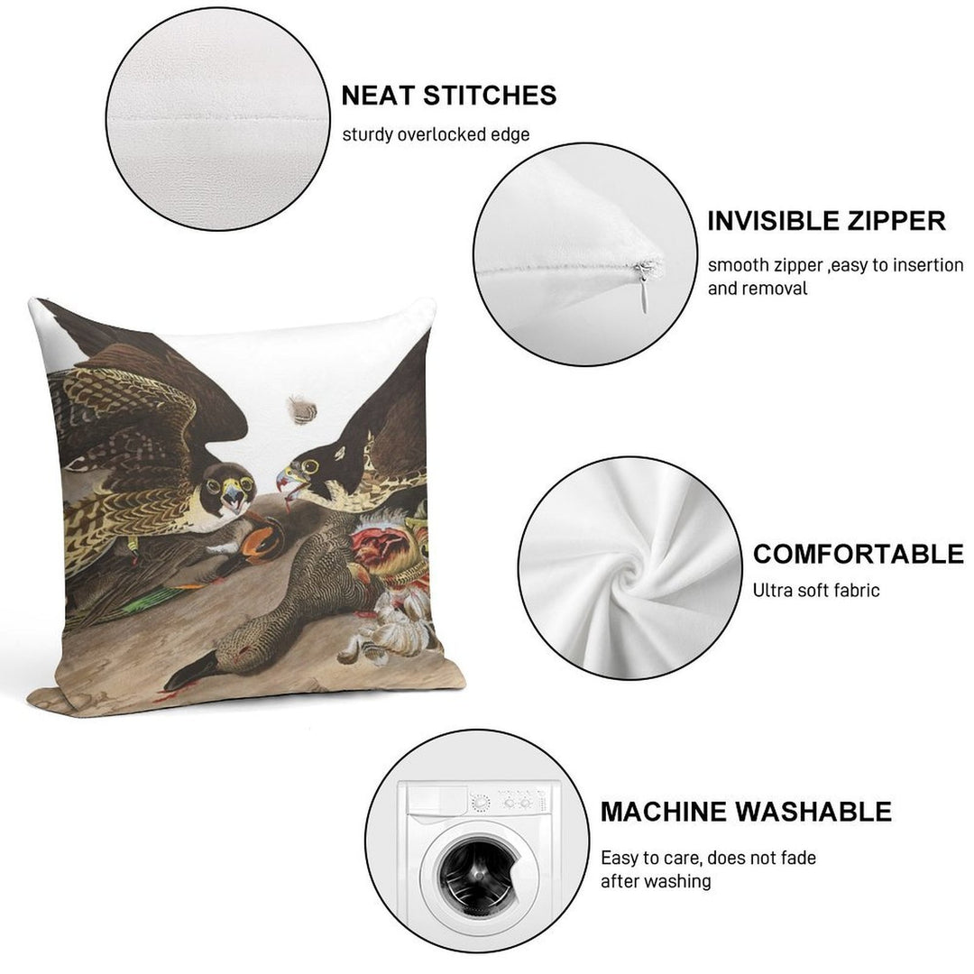 Peregrine Falcon - John James Audubon Soft Home Decor Throw Pillow