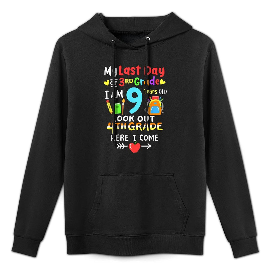 Last Day Of 3rd Grade Graduation 4th Grade Here I Come Kids Shape Retention Hoodie
