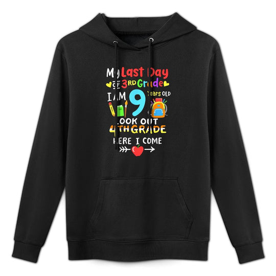 Last Day Of 3rd Grade Graduation 4th Grade Here I Come Kids Shape Retention Hoodie