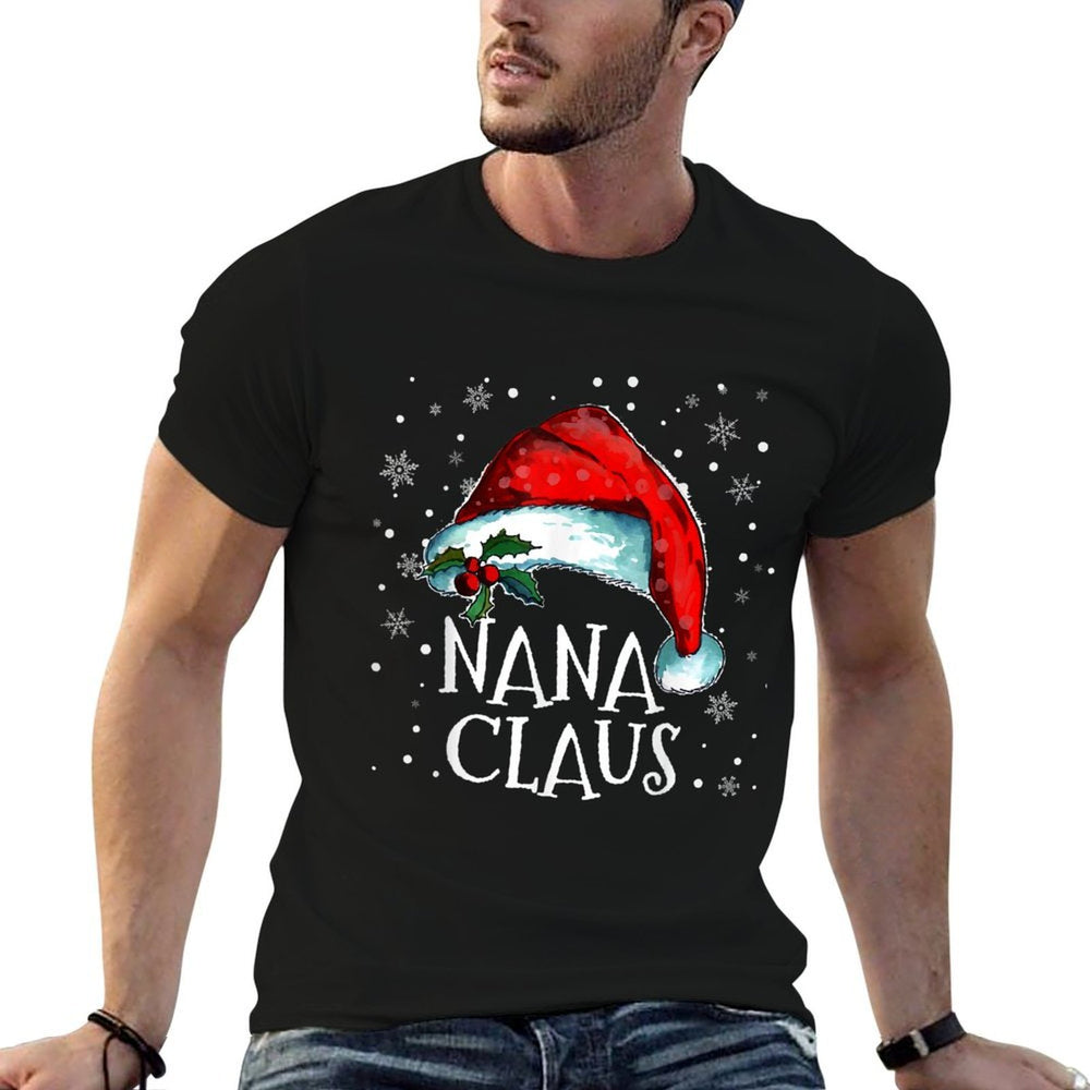 Nana Claus Grandma Santa Claus Funny Family Christmas  Ribbed Collar T-Shirt