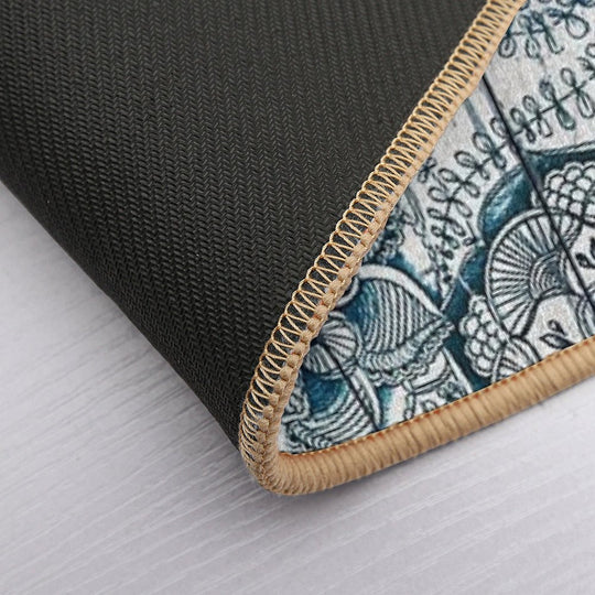 Shabby Chic Navy Blue Doodles on Wood  Multi-Purpose Bath Mat