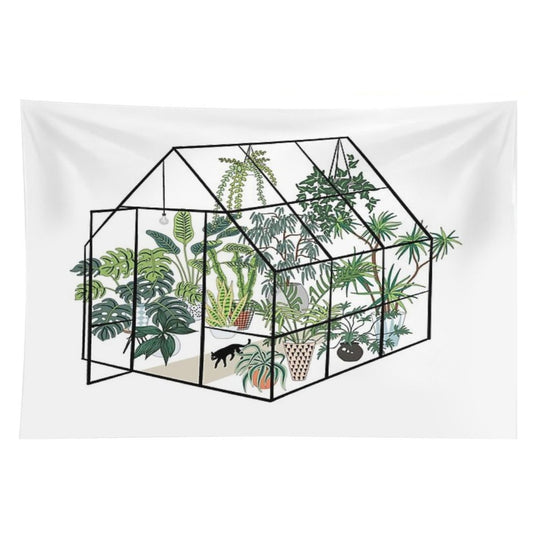 Greenhouse with Plants Tapestry