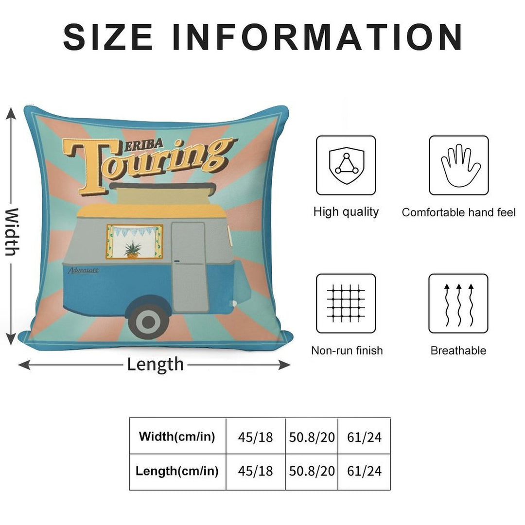 Vintage Touring Caravan Adventure Soft Warmth Comfort Throw Pillow