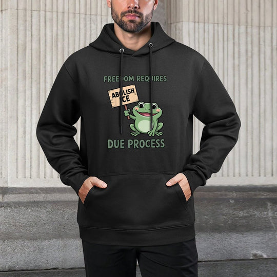 Freedom Requires Due Process Abolish Defund ICE Frog Protest Customizable Surface Hoodie