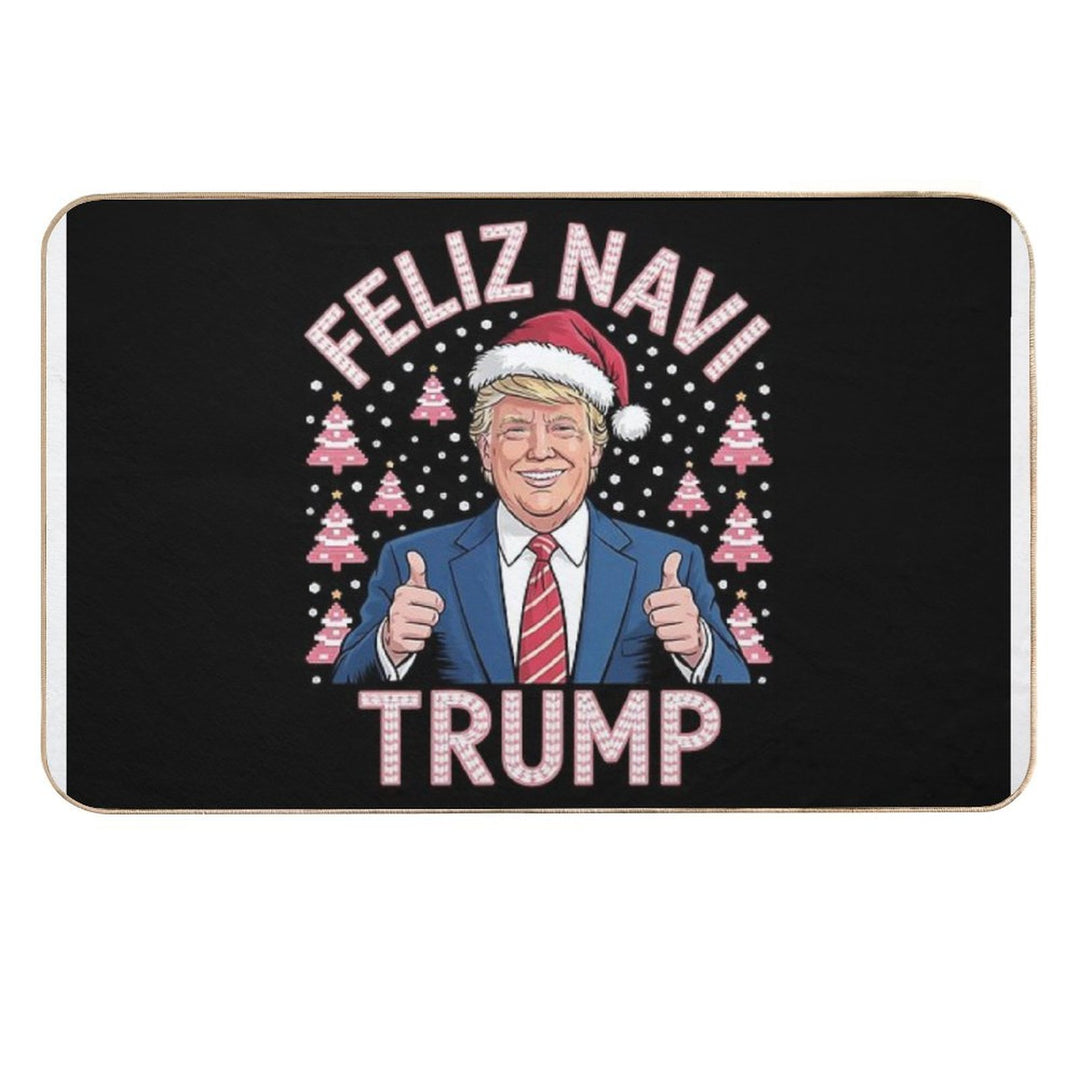 Trump Ugly Christmas Sweater Feliz Navi Trump  Toxin-Free Bath Mat