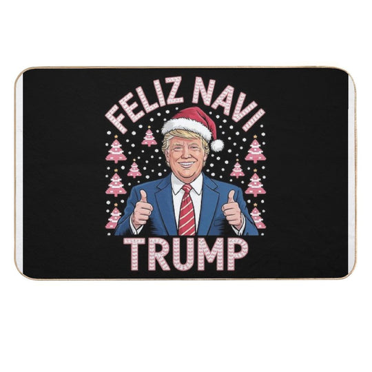 Trump Ugly Christmas Sweater Feliz Navi Trump  Toxin-Free Bath Mat