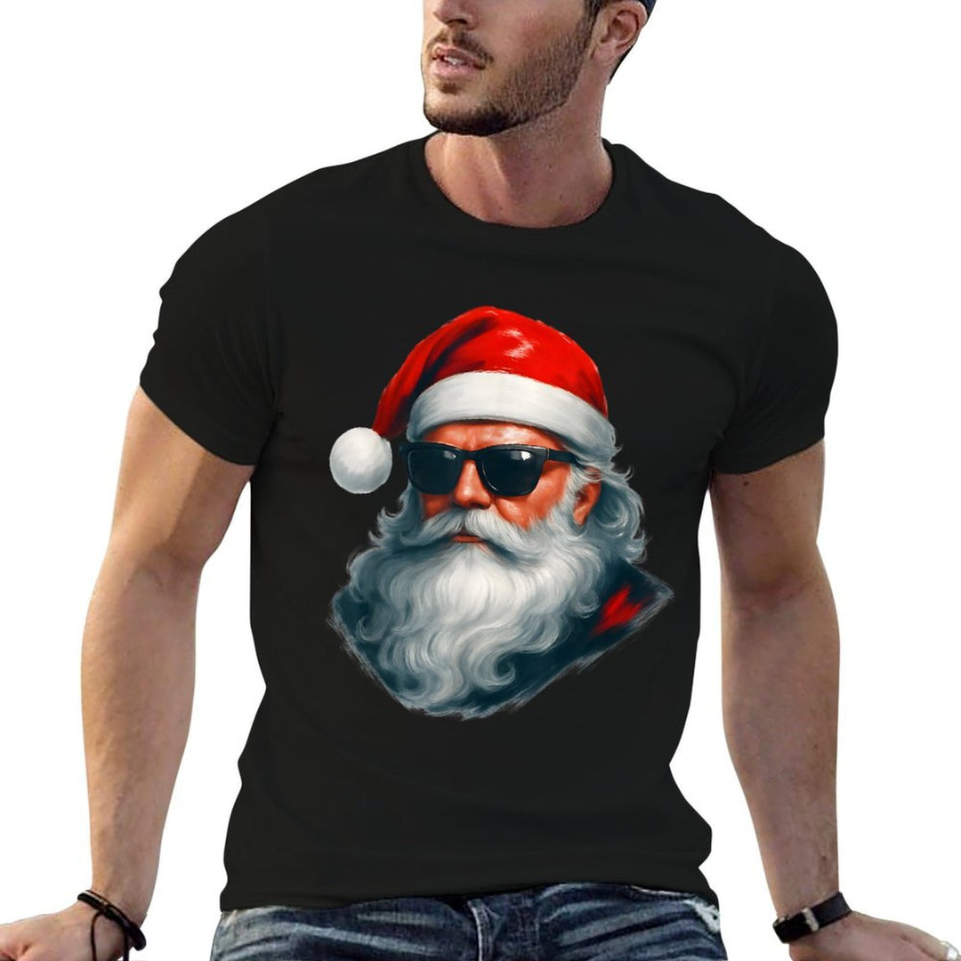 Santa Face Retro Sunglasses Funny Christmas Pajama Mens Boys  Lightweight T-Shirt