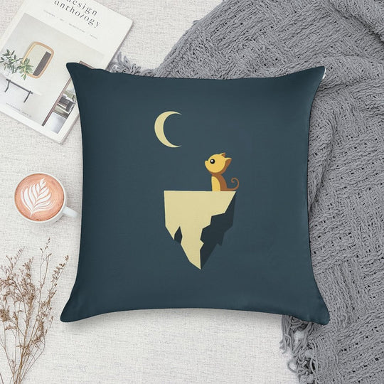 The Moon And The Meow Soft Reinforced Edging Throw Pillow