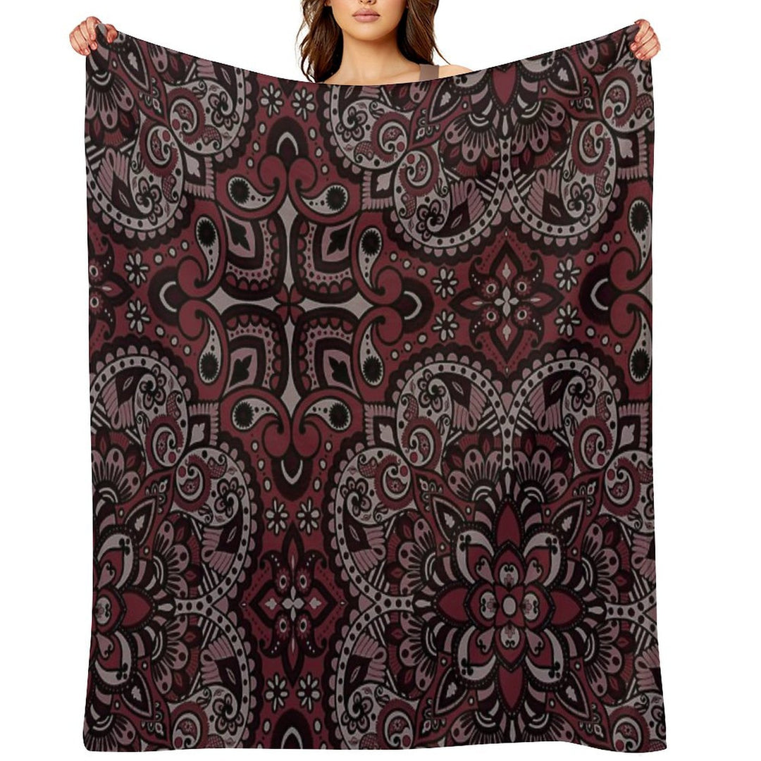 Floral Mandala Repeat Pattern - Dark Pink Premium Throw Blanket