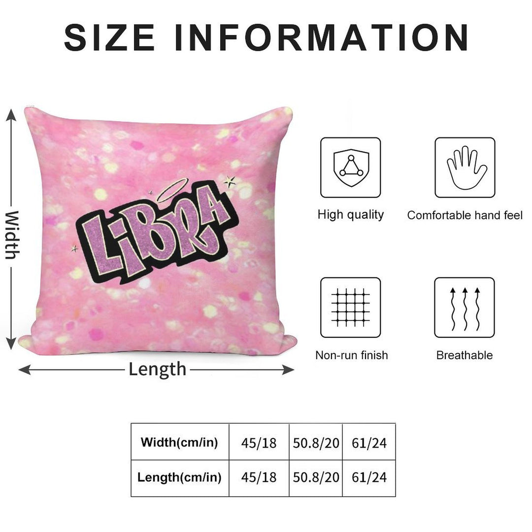 Libra Bratz Style - Iconic Pink Glitter Font Logo Cute Y2k Aesthetic Soft Decorative Cover Throw Pillow