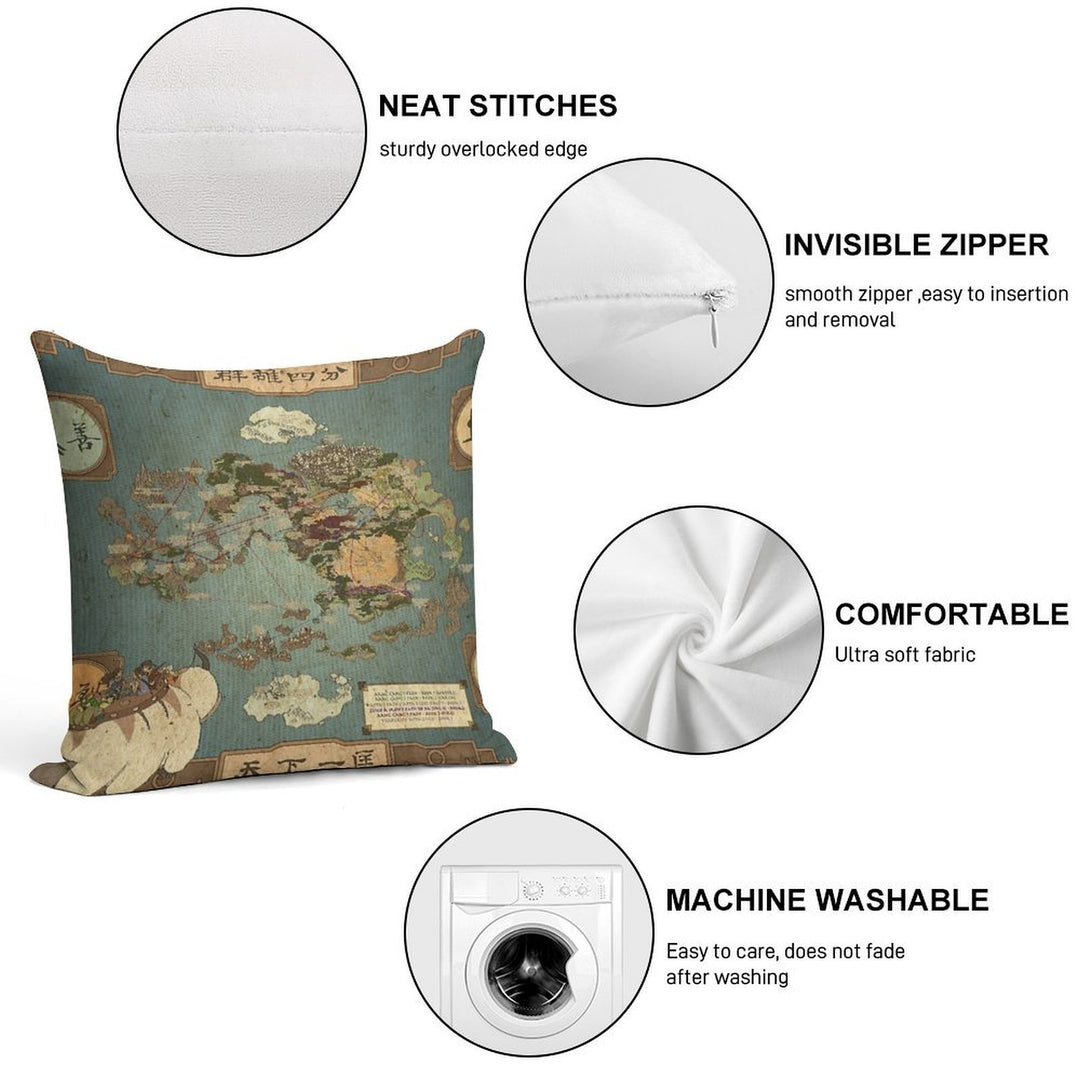 Avatar The Last Airbender Map Soft High-Density Material Throw Pillow