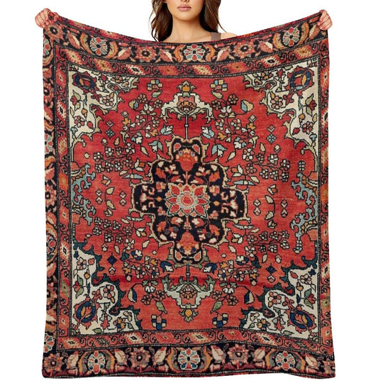 Farahan Arak West Persian Poshti Print Compact Throw Blanket