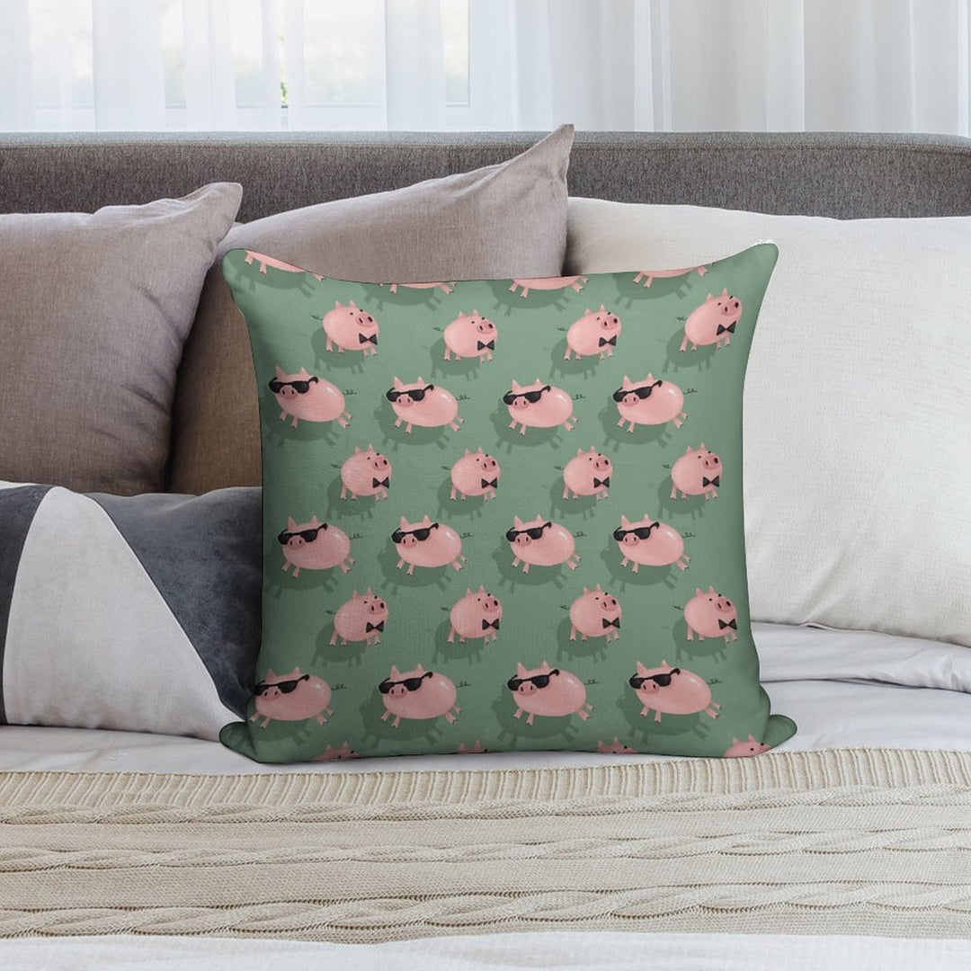 Pigs on Green Soft Style Accent Throw Pillow