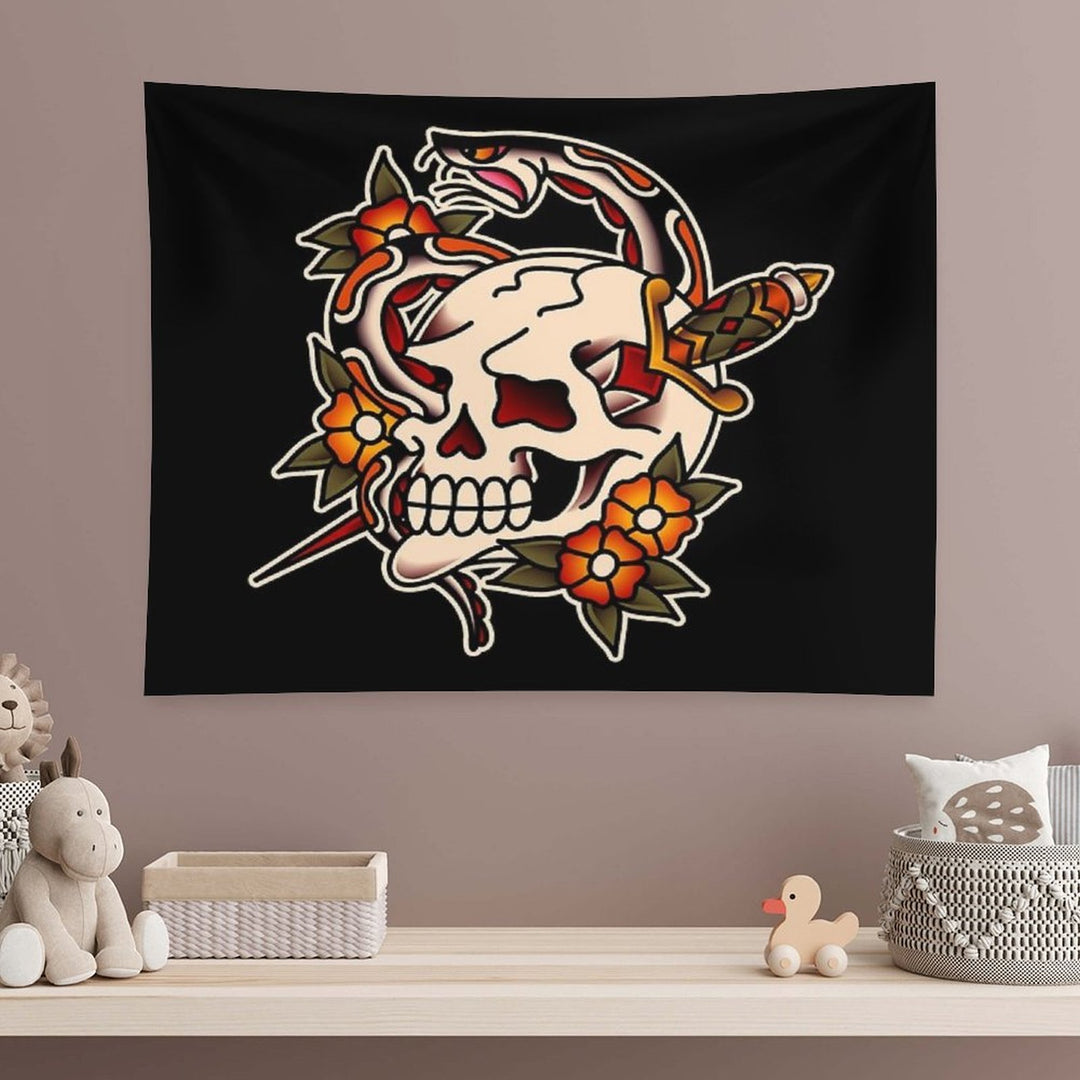 Salty-Dog Death And Rebirth Skull Motif Tapestry