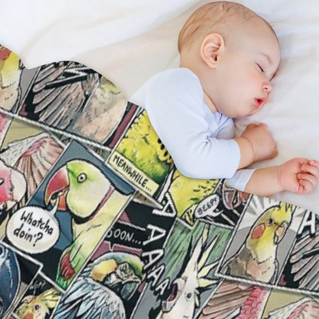 Parrots Comic Style Shrink-resistant Throw Blanket