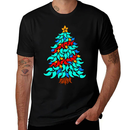 Chili Pepper Christmas Tree Funny Hot Spicy Sauce Salsa Fan  Tagless Design T-Shirt
