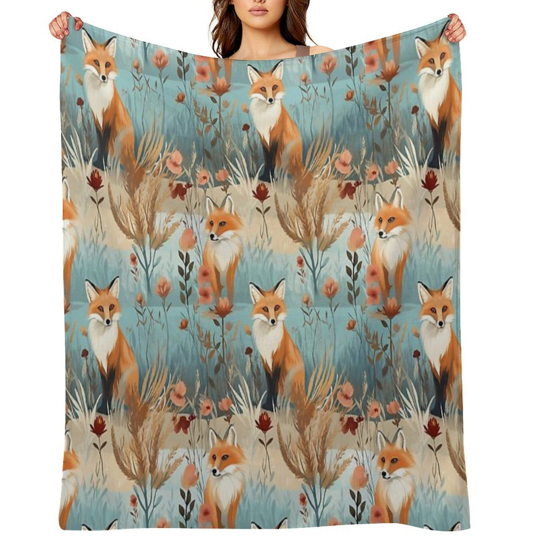 Fox Pattern Velvety-soft Throw Blanket