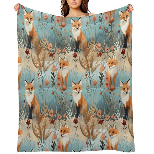 Fox Pattern Velvety-soft Throw Blanket