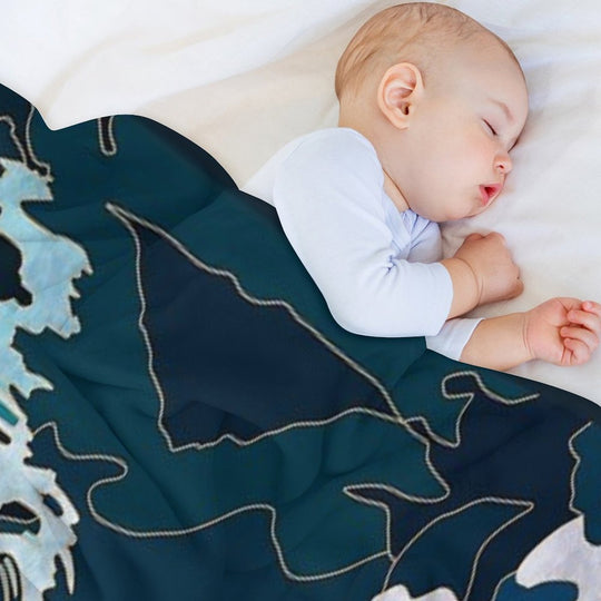 Epic The Ocean Saga Stained Glass Gold Multi-functional Throw Blanket