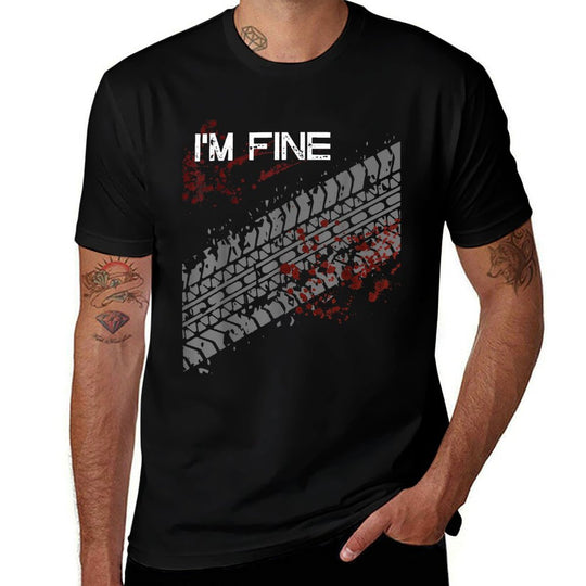 Im Fine Funny Tire Track  Polyester Blend T-Shirt