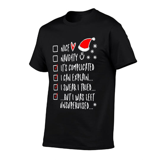 Santa Claus Naughty Or Nice List For Kids  Adults Unisex-Adults  Kids Funny Christmas Black Small Classic Fit Crew Neck  Moisture-wicking T-Shirt