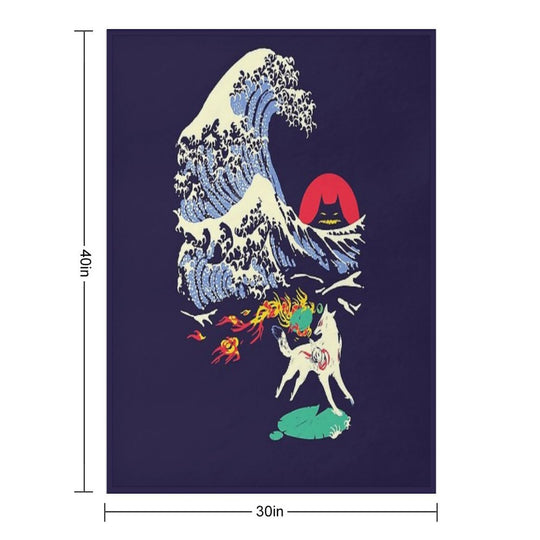 The Great Wave Off Oni Island Compact Throw Blanket