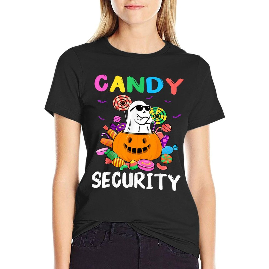 Candy Security Ghost Halloween Costume  Heathered Texture T-Shirt