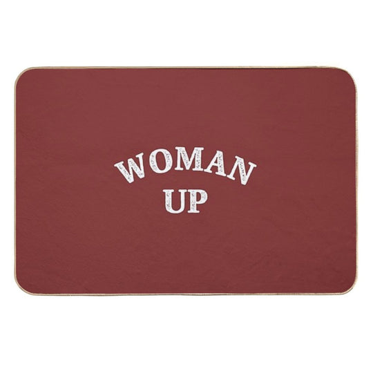 Woman Up Feminine Quote Pink Peach Nude Pastel Color  Eco-Friendly Bath Mat