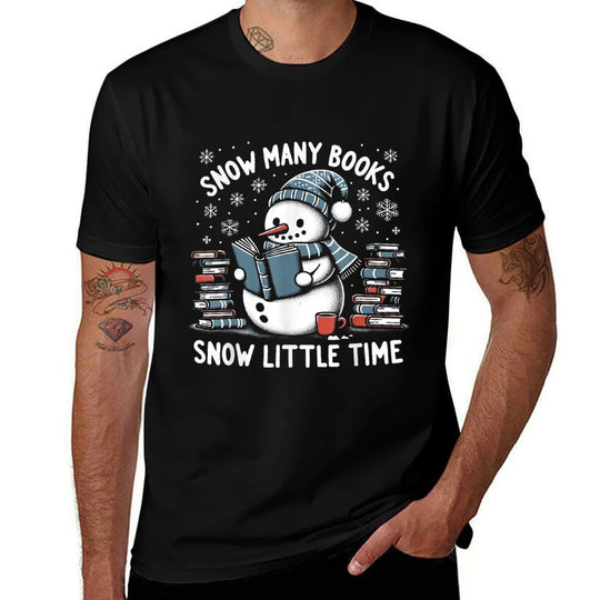 Reading Snowman So Many Books Funny Christmas Men Women Kids  Slim-fit Cut T-Shirt