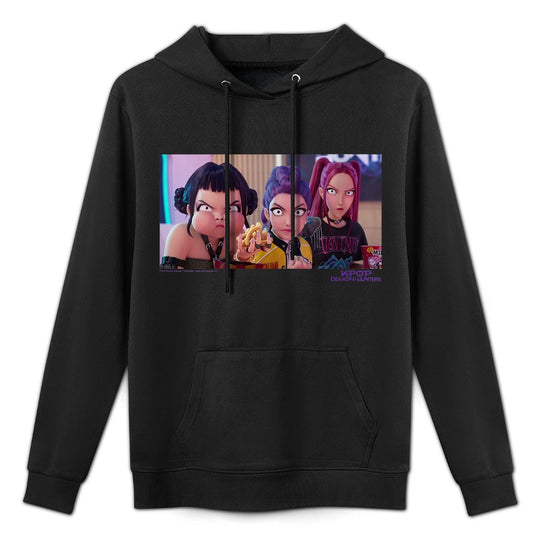 Womens Kpop Demon Hunters Huntrx Interrupted Snack Time Scene Adjustable Hood Hoodie