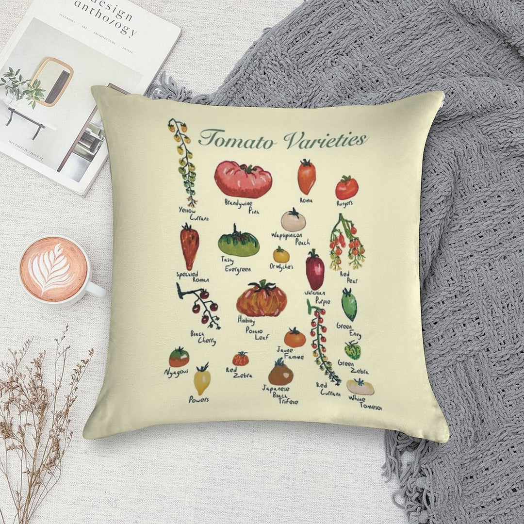Tomato Varieties Spread Soft Decorative Cover Throw Pillow