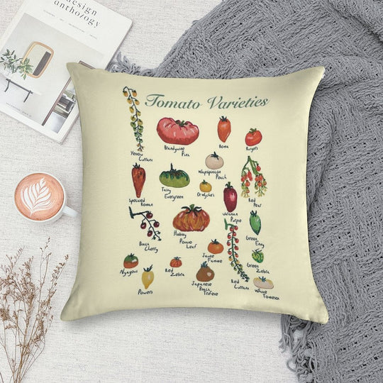 Tomato Varieties Spread Soft Decorative Cover Throw Pillow