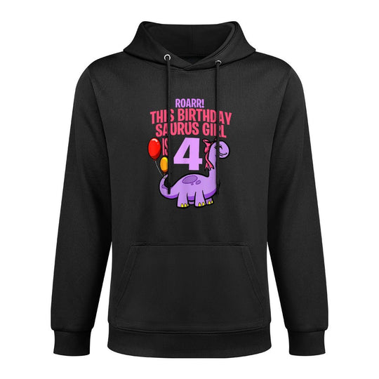 Kids Dino This Birthday Saurus Is 4 Girl Dinosaur Birthday Medium-Weight Fabric Hoodie