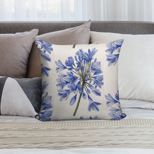 Agapanthus Flower Watercolour Painting Soft Hidden Zipper Throw Pillow