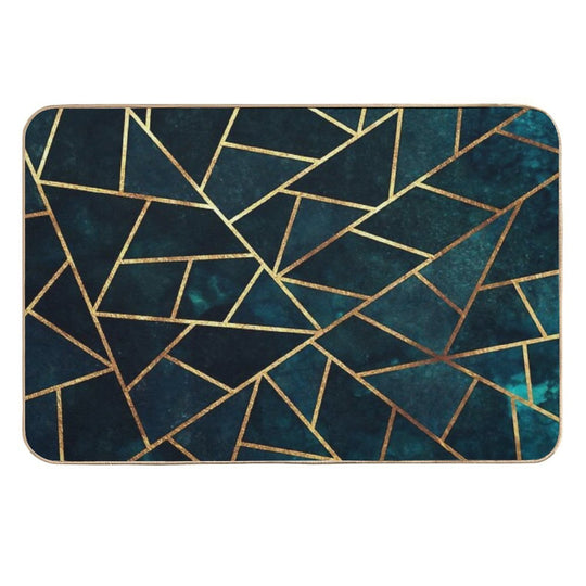 Deep Teal Geometric  Odorless Bath Mat