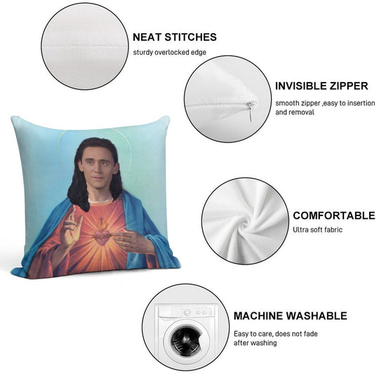 Tom Hiddleston Jesus Soft Fade-Resistant Throw Pillow