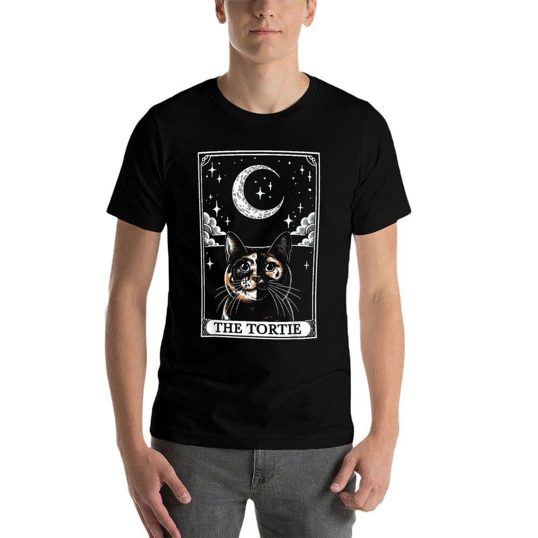 Tarot Card Vintage Crescent Moon Tortie Cat Mom Cat Lovers  Durable T-Shirt