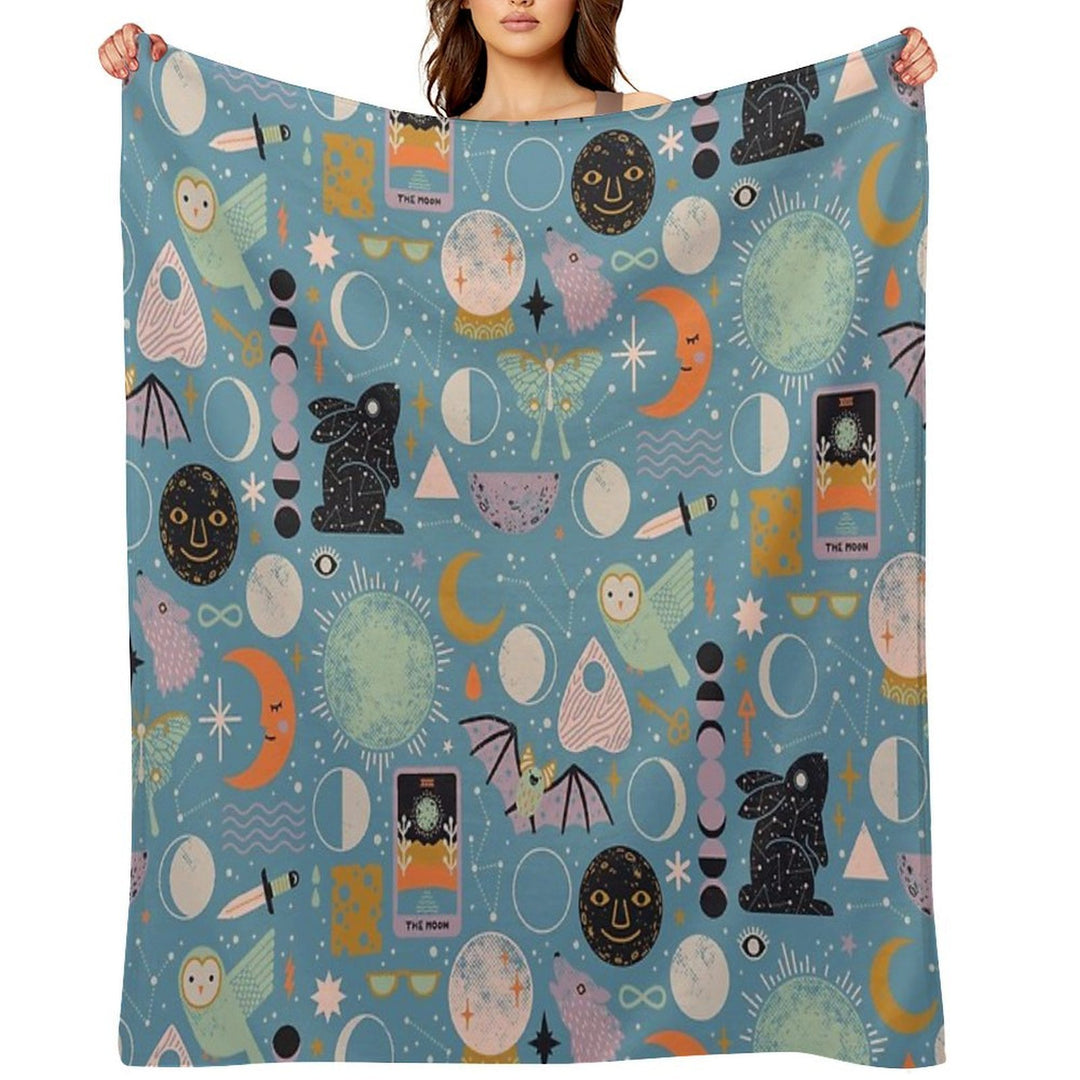 Lunar Pattern Blue Moon All-season Throw Blanket