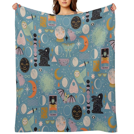 Lunar Pattern Blue Moon All-season Throw Blanket