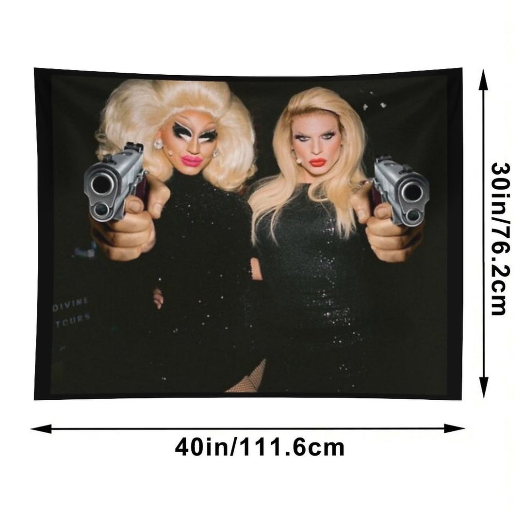 Trixie & Katya - Behind The Scenes - Dangerous Woman Meme Tapestry