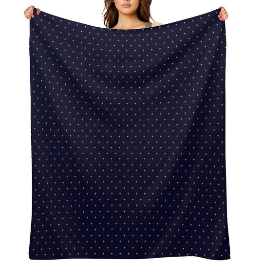 Gold Tiny Umbrellas on Cozy Navy Blue Multi-functional Throw Blanket