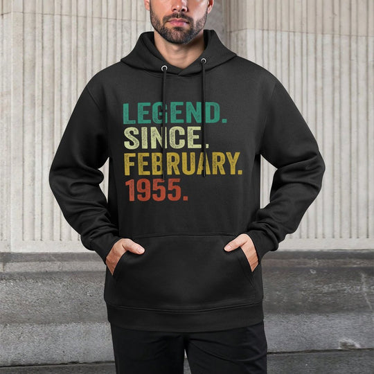 70 Years Old Gifts Legend Since February 1955 70th Birthday Casual Wear Hoodie
