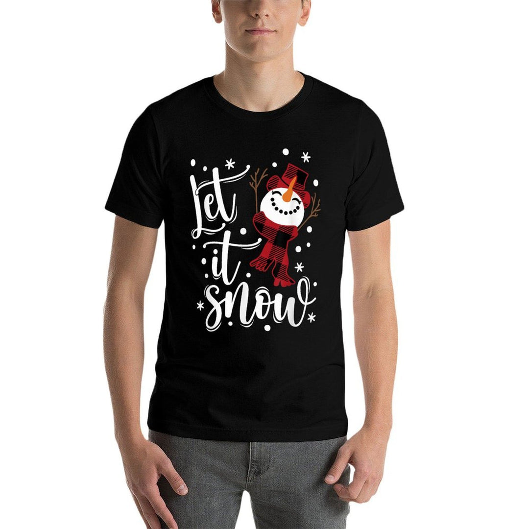 Snowmen Let It Snow Christmas Funny Family Matching Xmas  Rolled Sleeves T-Shirt