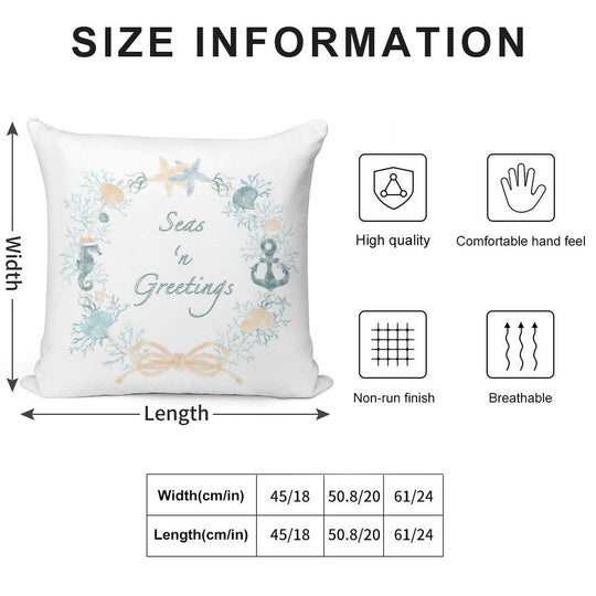 Seas 'n Greetings Coastal Christmas Wreath Soft Ultra-Soft Texture Throw Pillow