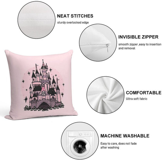 The Magical Goth Castle Soft Shrink-Resistant Throw Pillow