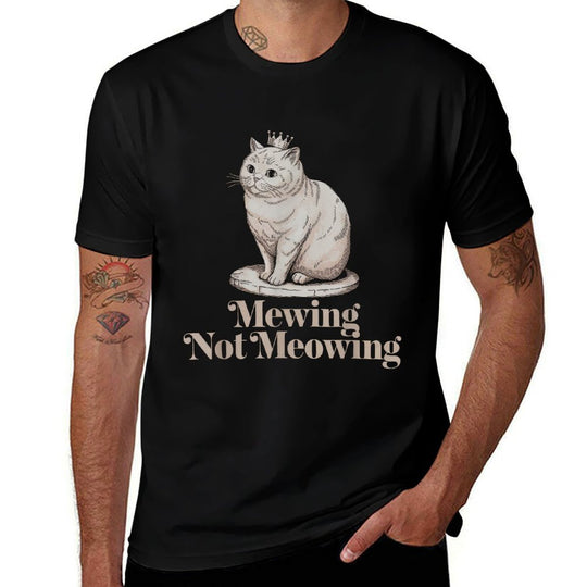 Funny Cat Meme Tshirt Mewing LooksMax Meowing Cat Trend for Men Women Girls Kids  Soft T-Shirt