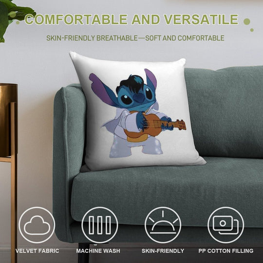 Stitch – Elvis Soft Short Plush Fabric Throw Pillow
