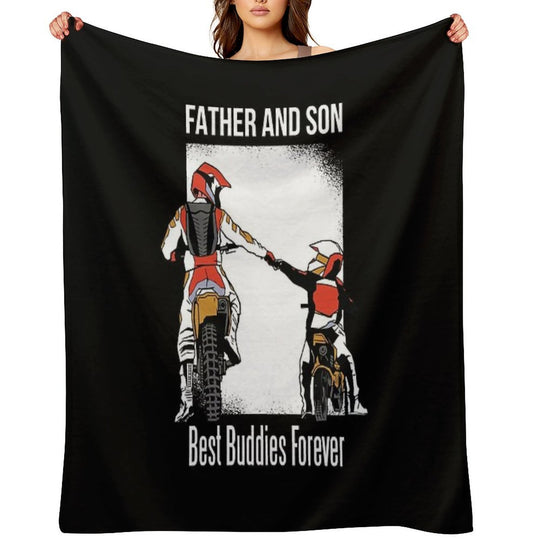 Father And Son, Motocross, Friendship, Motorcycle Comfort Throw Blanket