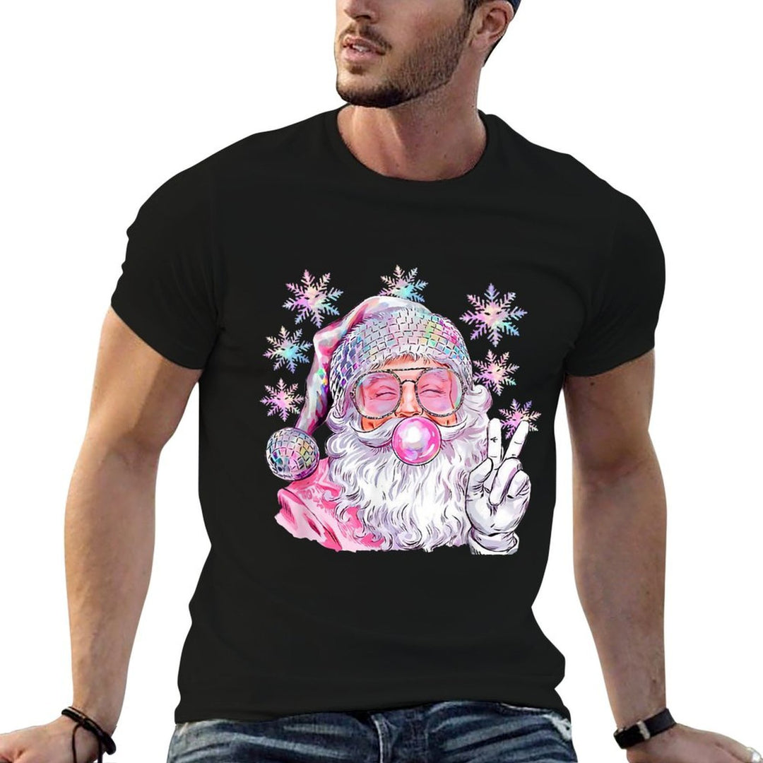 Vintage Retro Santa Christmas Pink Sunglasses Bubble Gum  Stretchy T-Shirt